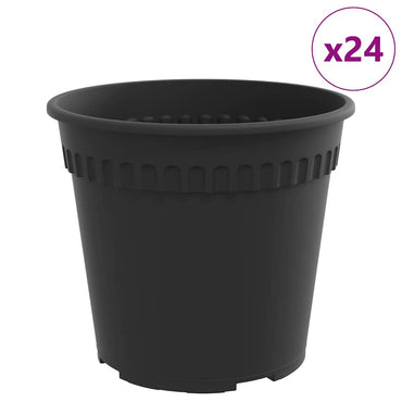 vidaXL Runder Blumentopf 24 pcs Schwarz Ø 19 x 16 cm Kunststoff