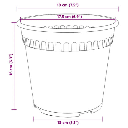 Runder Blumentopf 24 pcs Schwarz Ø 19 x 16 cm Kunststoff