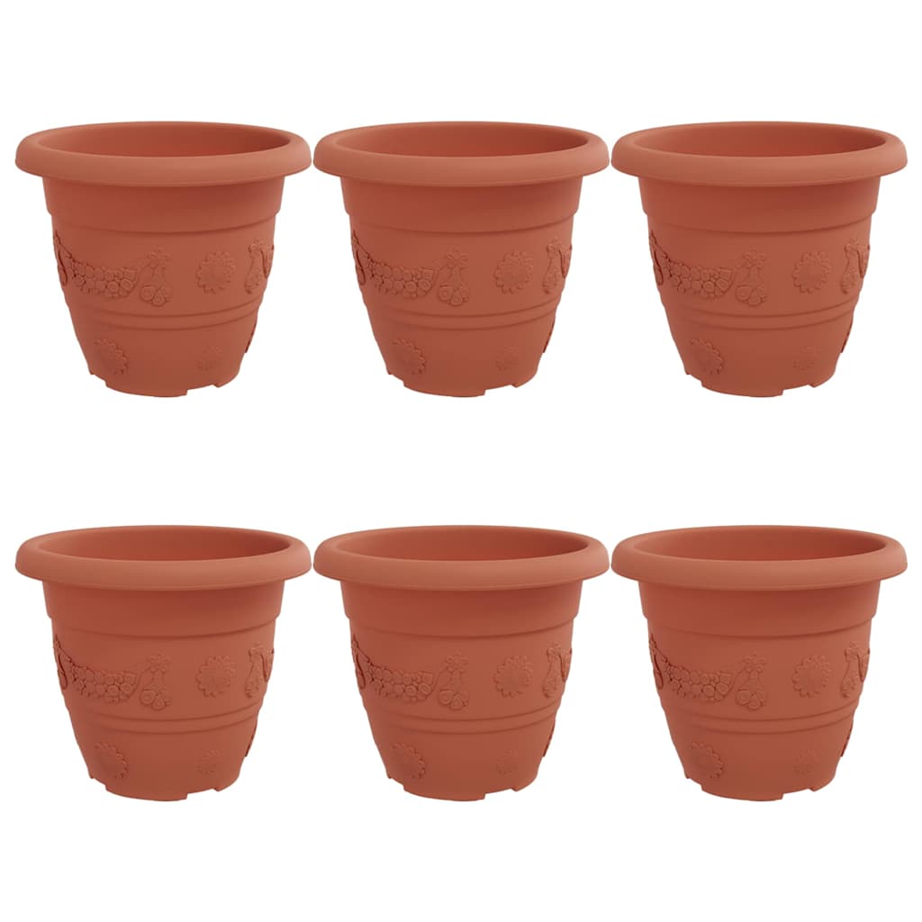 vidaXL Runder Blumentopf 6 pcs Ziegelrot Ø 26 x 21,5 cm Kunststoff