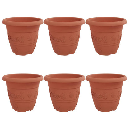 vidaXL Runder Blumentopf 6 pcs Ziegelrot Ø 26 x 21,5 cm Kunststoff