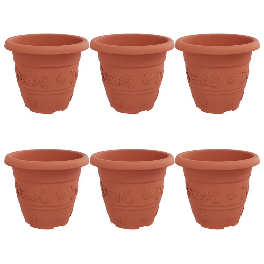 vidaXL Runder Blumentopf 6 pcs Ziegelrot Ø 26 x 21,5 cm Kunststoff