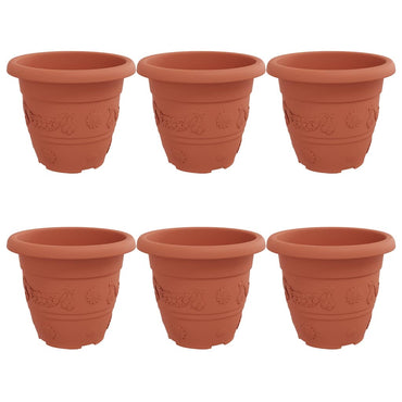 vidaXL Runder Blumentopf 6 pcs Ziegelrot Ø 26 x 21,5 cm Kunststoff