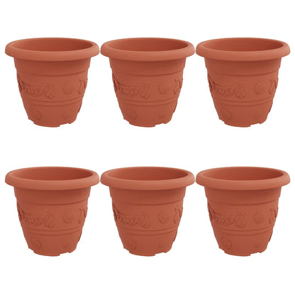 vidaXL Runder Blumentopf 6 pcs Ziegelrot Ø 26 x 21,5 cm Kunststoff