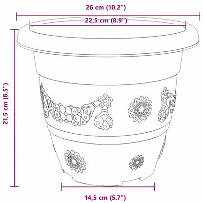 vidaXL Runder Blumentopf 6 pcs Ziegelrot Ø 26 x 21,5 cm Kunststoff