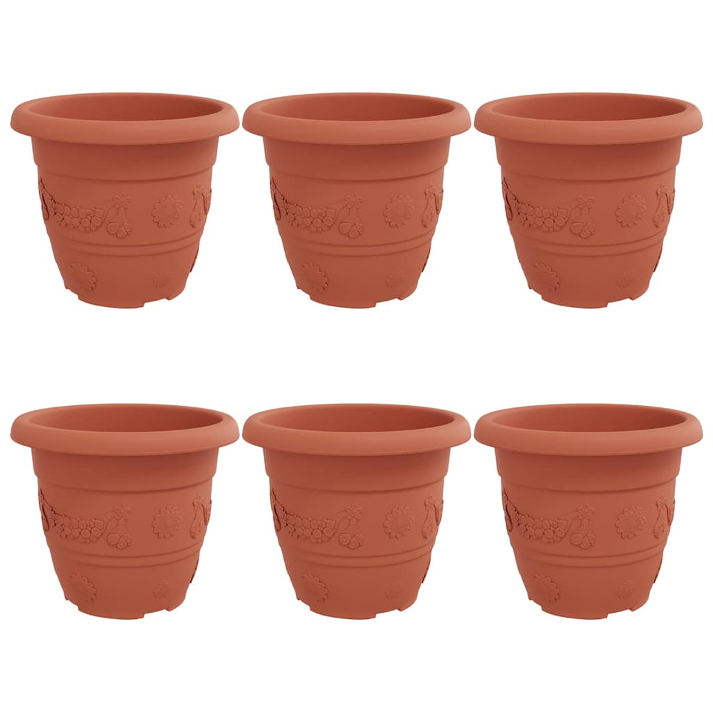 vidaXL Runder Blumentopf 6 pcs Ziegelrot Ø 26 x 21,5 cm Kunststoff