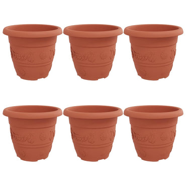 vidaXL Runder Blumentopf 6 pcs Ziegelrot Ø 26 x 21,5 cm Kunststoff