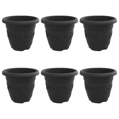 vidaXL Runder Blumentopf 6 pcs Schwarz Ø 26 x 21,5 cm Kunststoff