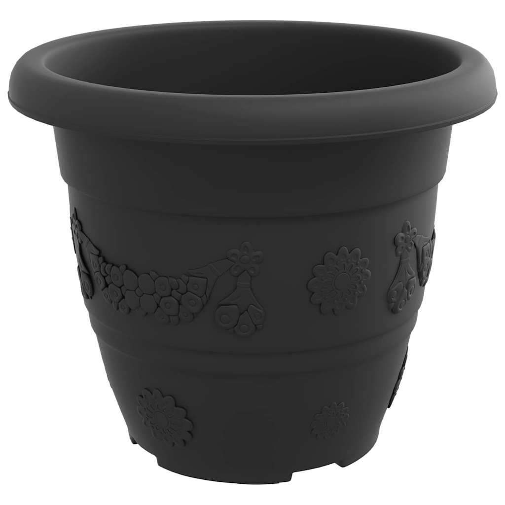 vidaXL Runder Blumentopf 6 pcs Schwarz Ø 26 x 21,5 cm Kunststoff