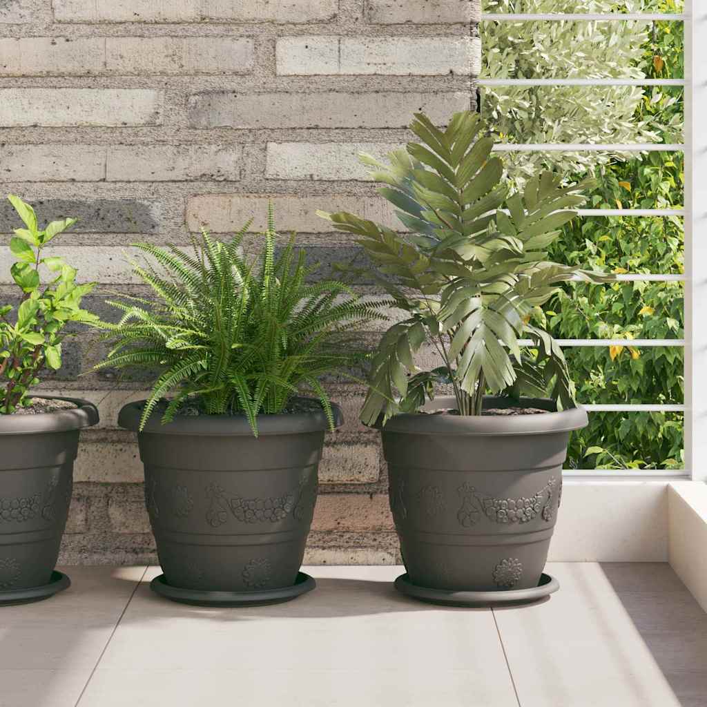 vidaXL Runder Blumentopf 6 pcs Schwarz Ø 26 x 21,5 cm Kunststoff
