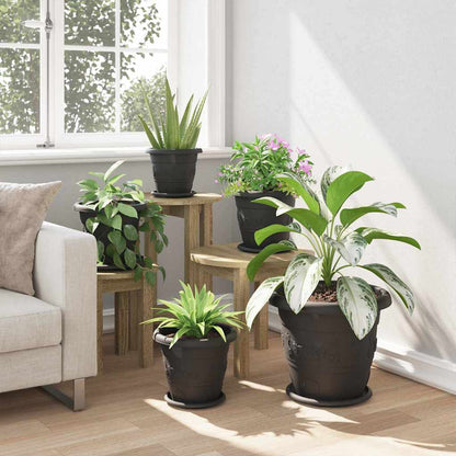 vidaXL Runder Blumentopf 6 pcs Schwarz Ø 26 x 21,5 cm Kunststoff