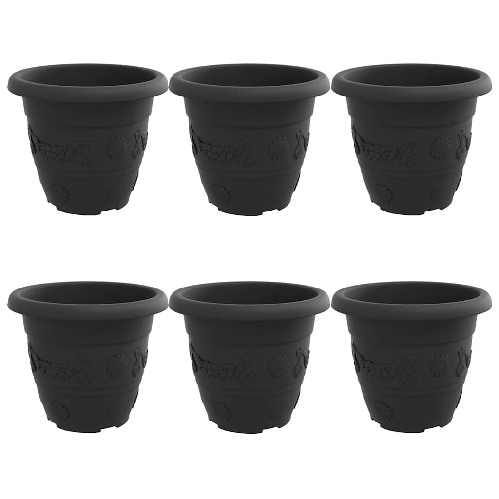 vidaXL Runder Blumentopf 6 pcs Schwarz Ø 26 x 21,5 cm Kunststoff