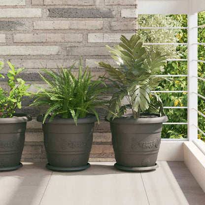 vidaXL Runder Blumentopf 6 pcs Schwarz Ø 26 x 21,5 cm Kunststoff