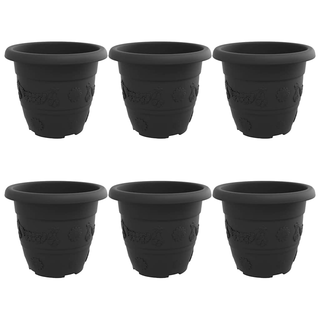 vidaXL Runder Blumentopf 6 pcs Schwarz Ø 26 x 21,5 cm Kunststoff