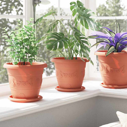 vidaXL Runder Blumentopf 24 pcs Ziegelrot Ø 26 x 21,5 cm Kunststoff