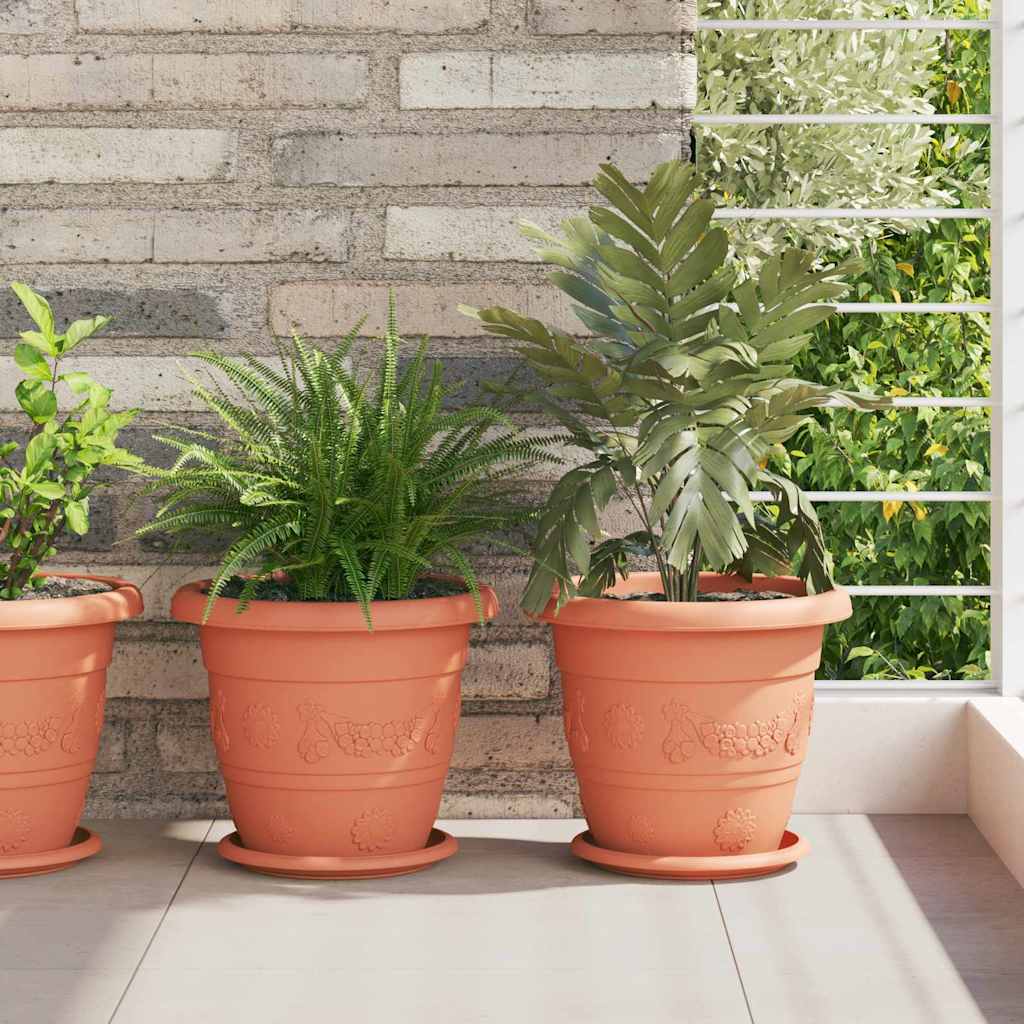 vidaXL Runder Blumentopf 24 pcs Ziegelrot Ø 26 x 21,5 cm Kunststoff