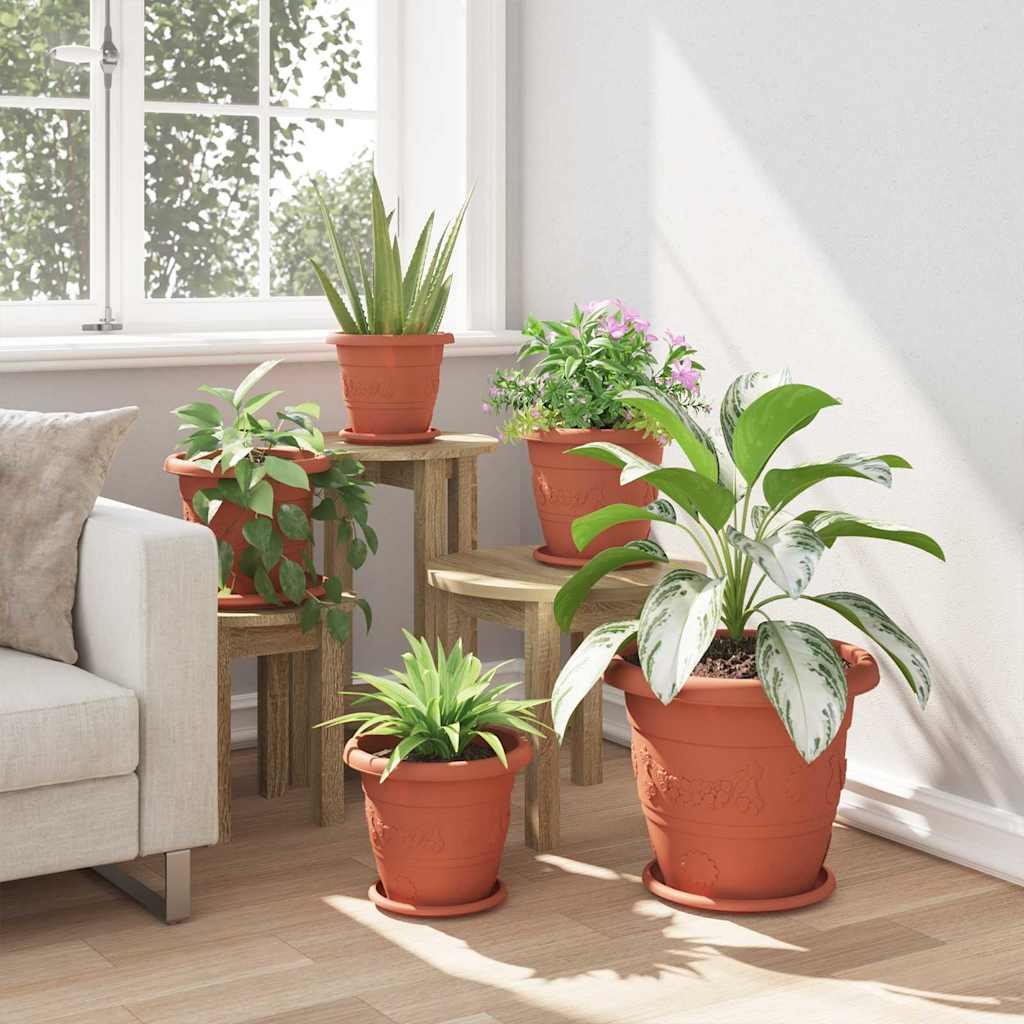 vidaXL Runder Blumentopf 24 pcs Ziegelrot Ø 26 x 21,5 cm Kunststoff