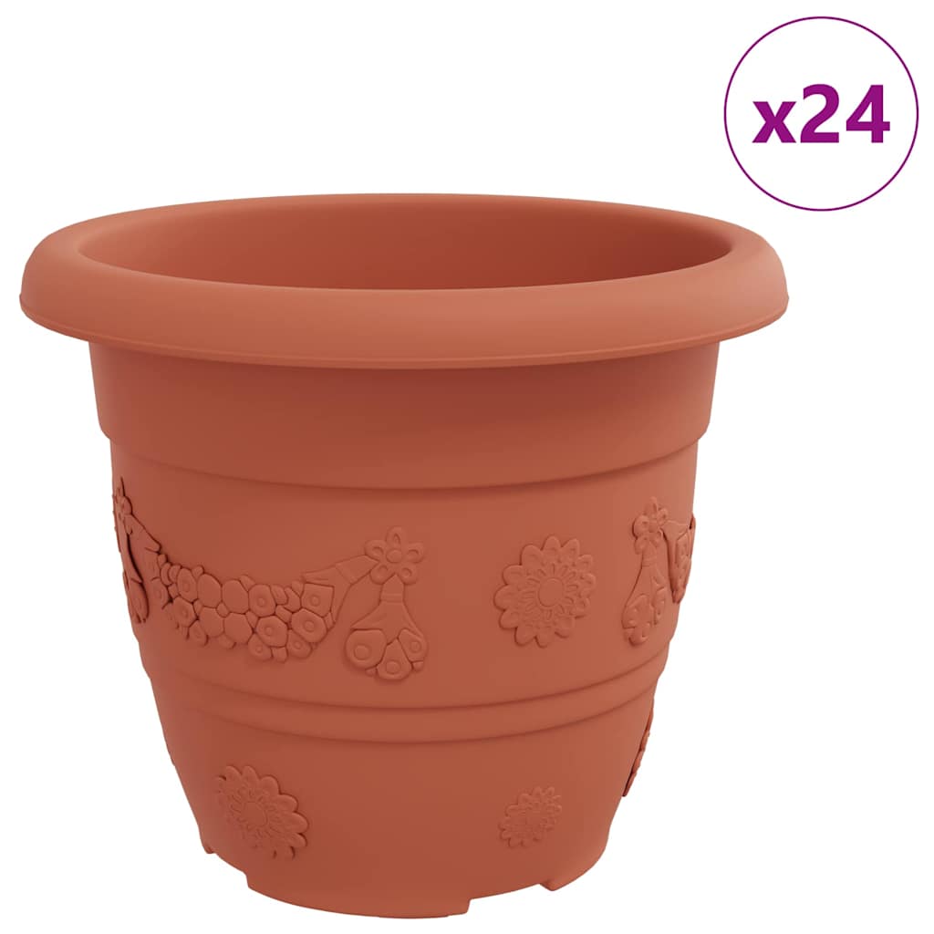vidaXL Runder Blumentopf 24 pcs Ziegelrot Ø 26 x 21,5 cm Kunststoff