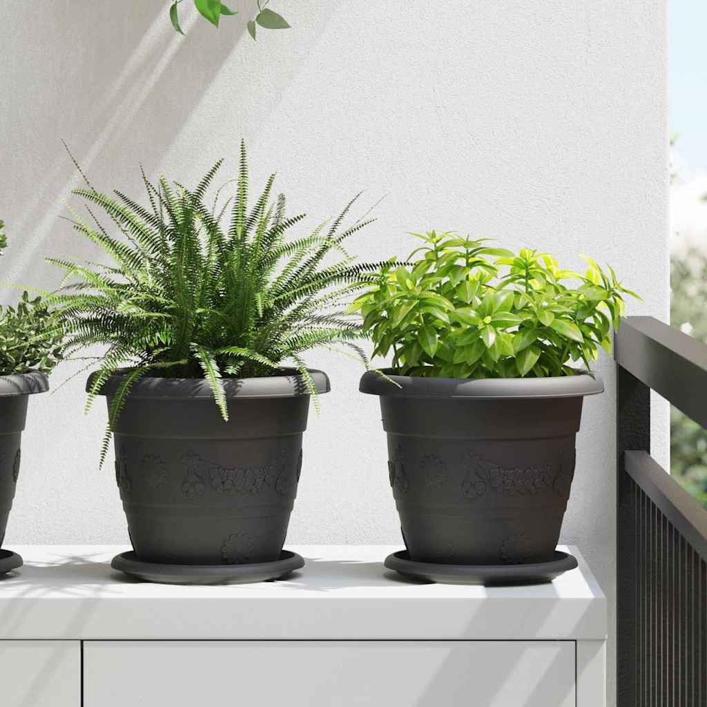 vidaXL Runder Blumentopf 24 pcs Schwarz Ø 26 x 21,5 cm Kunststoff