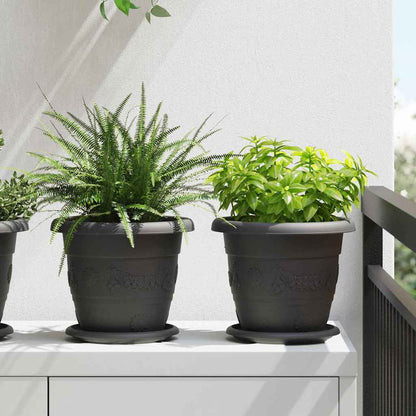 vidaXL Runder Blumentopf 24 pcs Schwarz Ø 26 x 21,5 cm Kunststoff