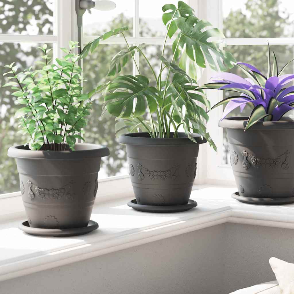 vidaXL Runder Blumentopf 24 pcs Schwarz Ø 26 x 21,5 cm Kunststoff