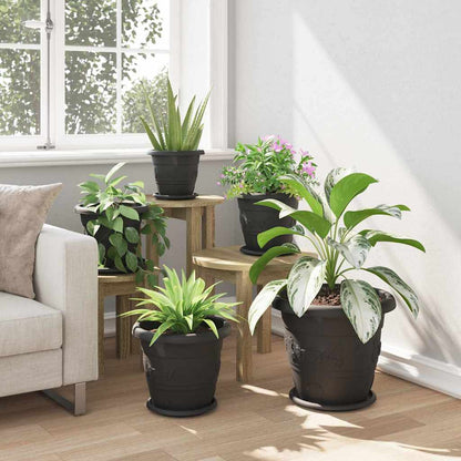 vidaXL Runder Blumentopf 24 pcs Schwarz Ø 26 x 21,5 cm Kunststoff