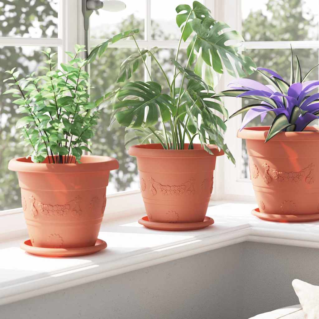 Runde Blumenplatte 6 pcs Ziegelrot Ø 17,5 x 2 cm Kunststoff