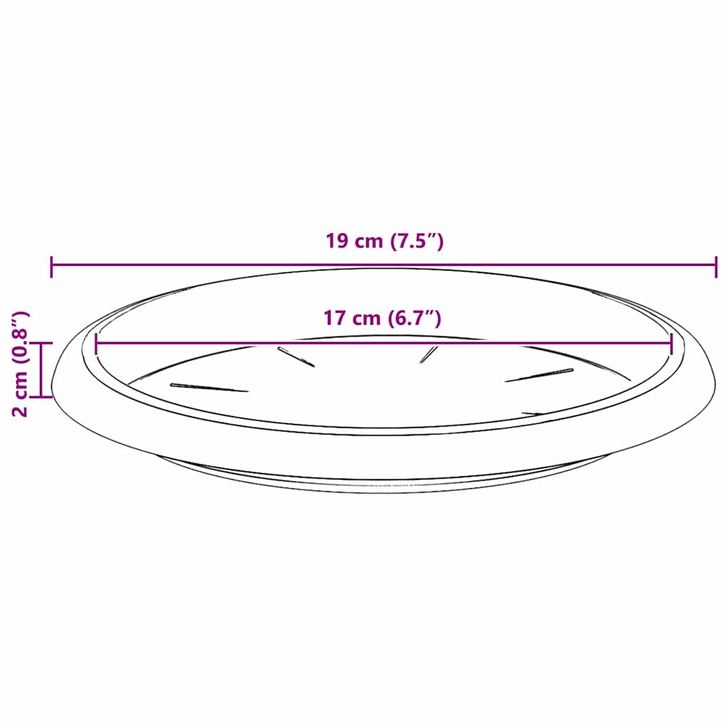 vidaXL Runde Blumenplatte 6 pcs Ziegelrot Ø 19 x 2 cm Kunststoff