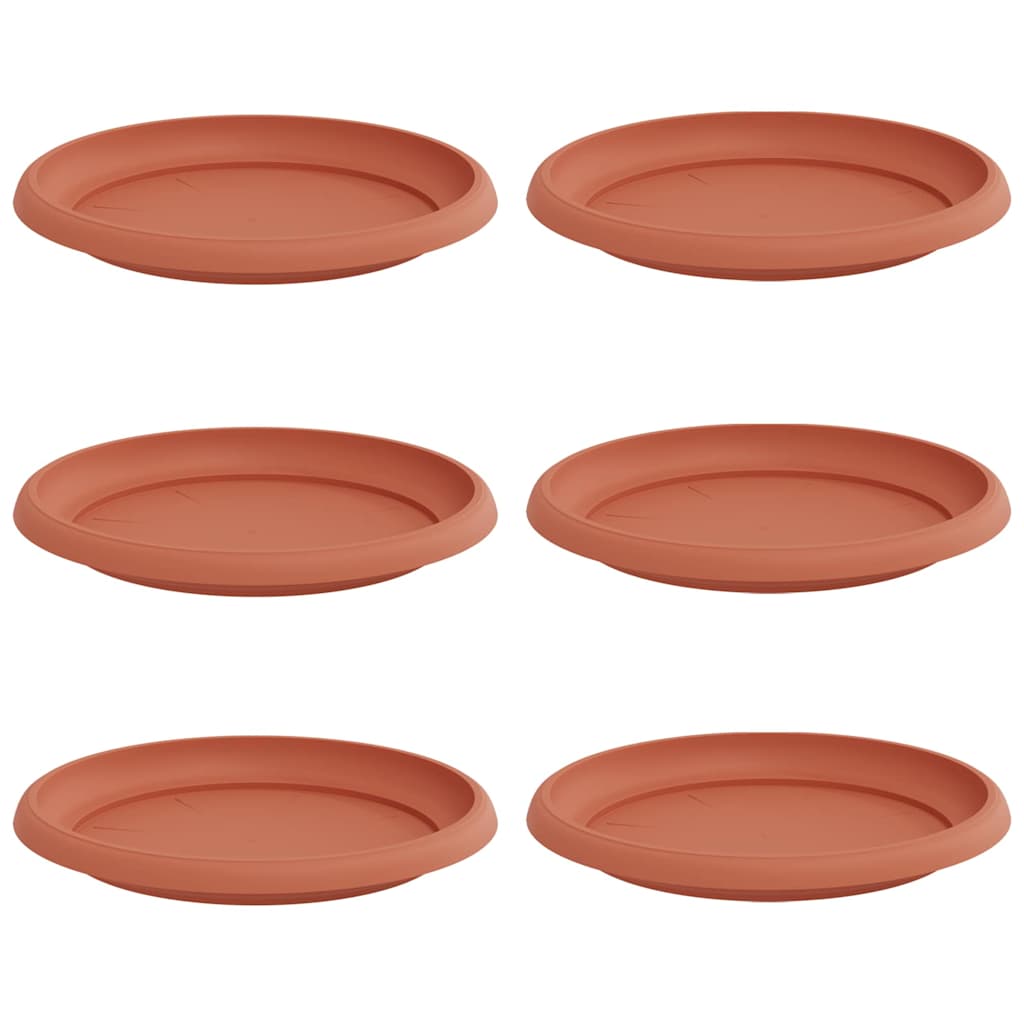 vidaXL Runde Blumenplatte 6 pcs Ziegelrot Ø 21,5 x 2,5 cm Kunststoff