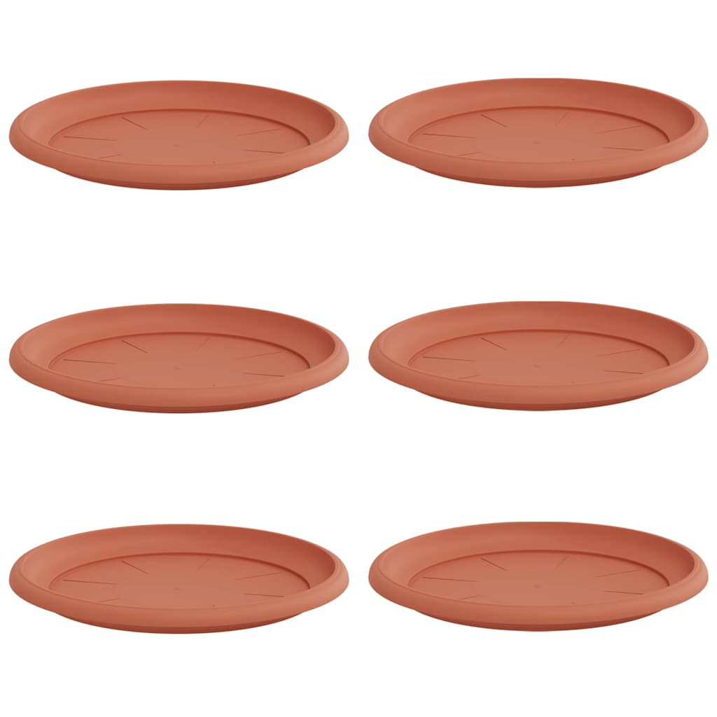 vidaXL Runde Blumenplatte 6 pcs Ziegelrot Ø 27 x 2,5 cm Kunststoff
