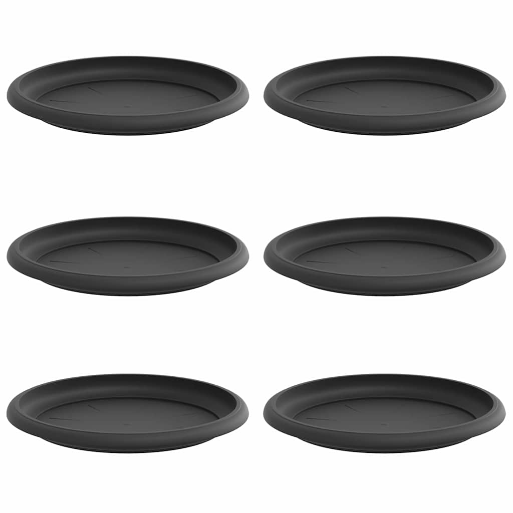 Runde Blumenplatte 6 pcs Schwarz Ø 17,5 x 2 cm Kunststoff