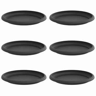 vidaXL Runde Blumenplatte 6 pcs Schwarz Ø 17,5 x 2 cm Kunststoff