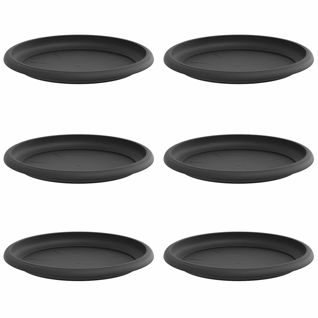 vidaXL Runde Blumenplatte 6 pcs Schwarz Ø 19 x 2 cm Kunststoff