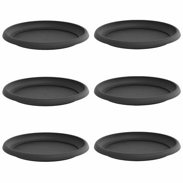 vidaXL Runde Blumenplatte 6 pcs Schwarz Ø 14 x 2 cm Kunststoff