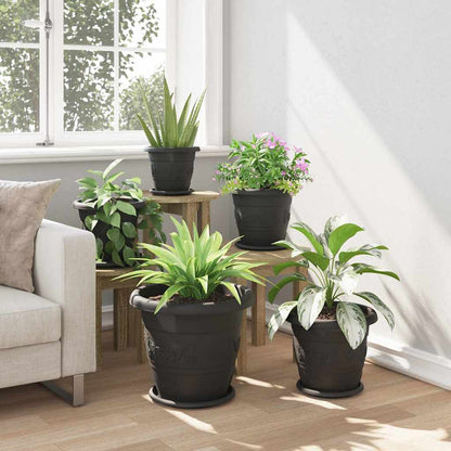 vidaXL Runde Blumenplatte 6 pcs Schwarz Ø 14 x 2 cm Kunststoff