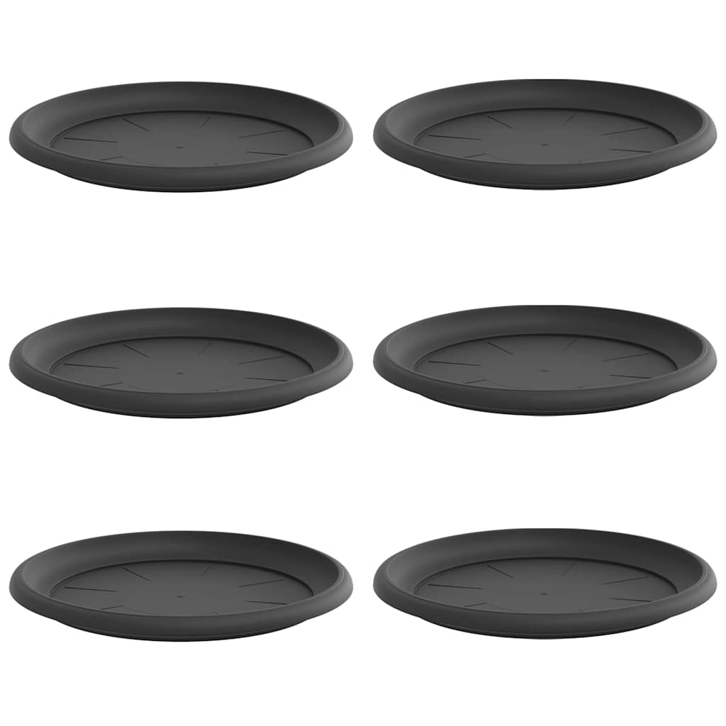 vidaXL Runde Blumenplatte 6 pcs Schwarz Ø 14 x 2 cm Kunststoff