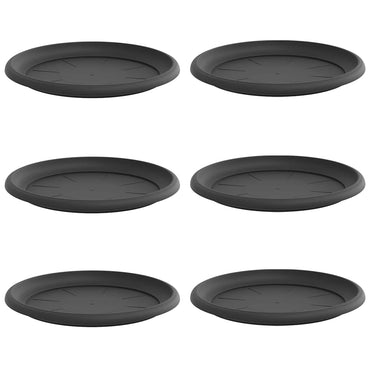 vidaXL Runde Blumenplatte 6 pcs Schwarz Ø 14 x 2 cm Kunststoff