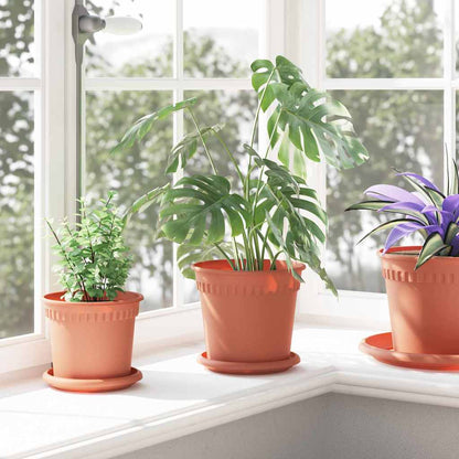 vidaXL Runde Blumenplatte 24 pcs Ziegelrot Ø 14 x 2 cm Kunststoff