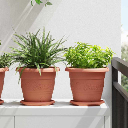 vidaXL Runde Blumenplatte 24 pcs Ziegelrot Ø 14 x 2 cm Kunststoff