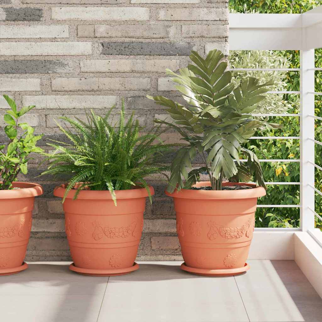 vidaXL Runde Blumenplatte 24 pcs Ziegelrot Ø 23,5 x 2,5 cm Kunststoff