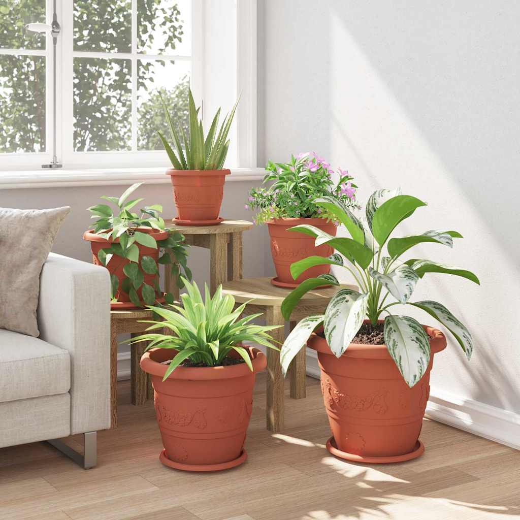 vidaXL Runde Blumenplatte 24 pcs Ziegelrot Ø 23,5 x 2,5 cm Kunststoff