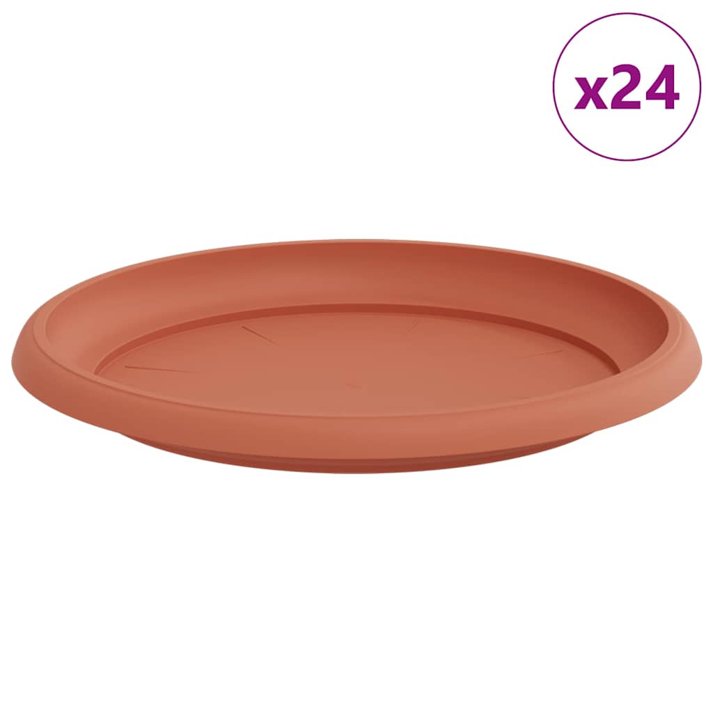 vidaXL Runde Blumenplatte 24 pcs Ziegelrot Ø 23,5 x 2,5 cm Kunststoff