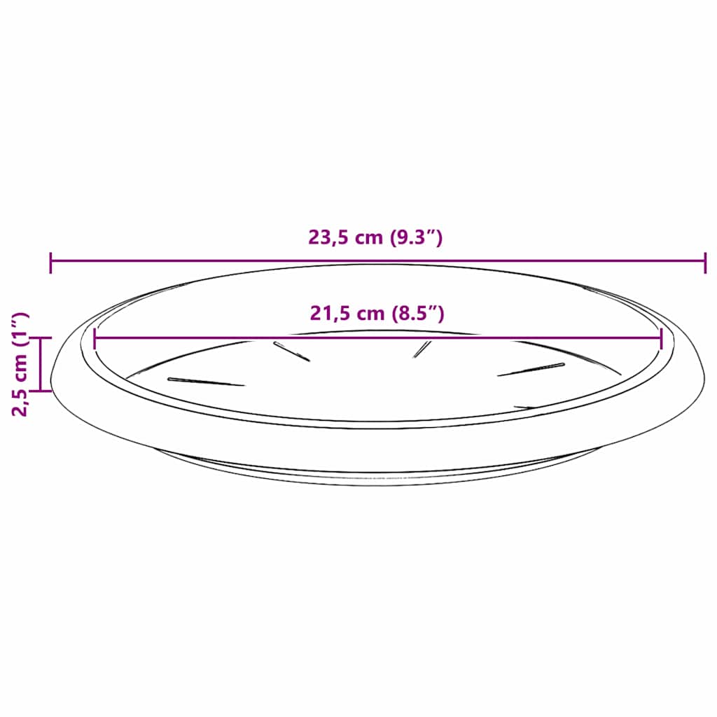 vidaXL Runde Blumenplatte 24 pcs Ziegelrot Ø 23,5 x 2,5 cm Kunststoff