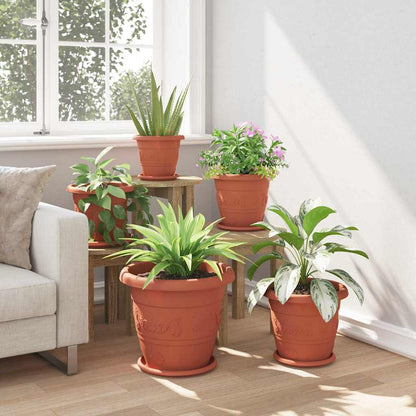 vidaXL Runde Blumenplatte 24 pcs Ziegelrot Ø 27 x 2,5 cm Kunststoff
