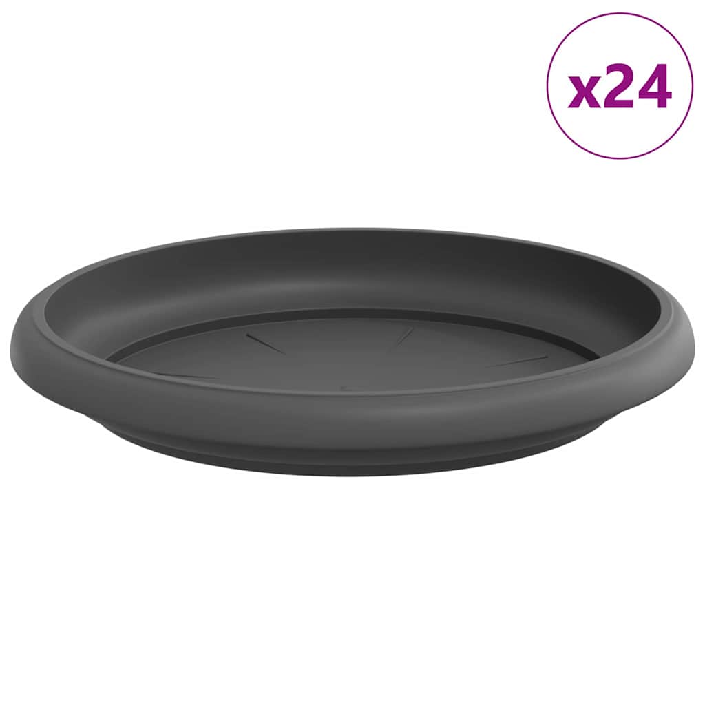 vidaXL Runde Blumenplatte 24 pcs Schwarz Ø 14 x 2 cm Kunststoff
