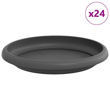 vidaXL Runde Blumenplatte 24 pcs Schwarz Ø 14 x 2 cm Kunststoff