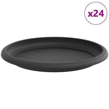 vidaXL Runde Blumenplatte 24 pcs Schwarz Ø 19 x 2 cm Kunststoff
