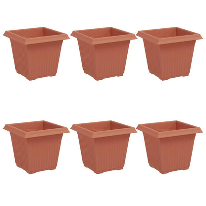 vidaXL Quadratischer Blumentopf 6 pcs Ziegelrot 16 x 16 x 14 cm