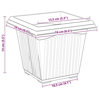 vidaXL Quadratischer Blumentopf 6 pcs Ziegelrot 16 x 16 x 14 cm