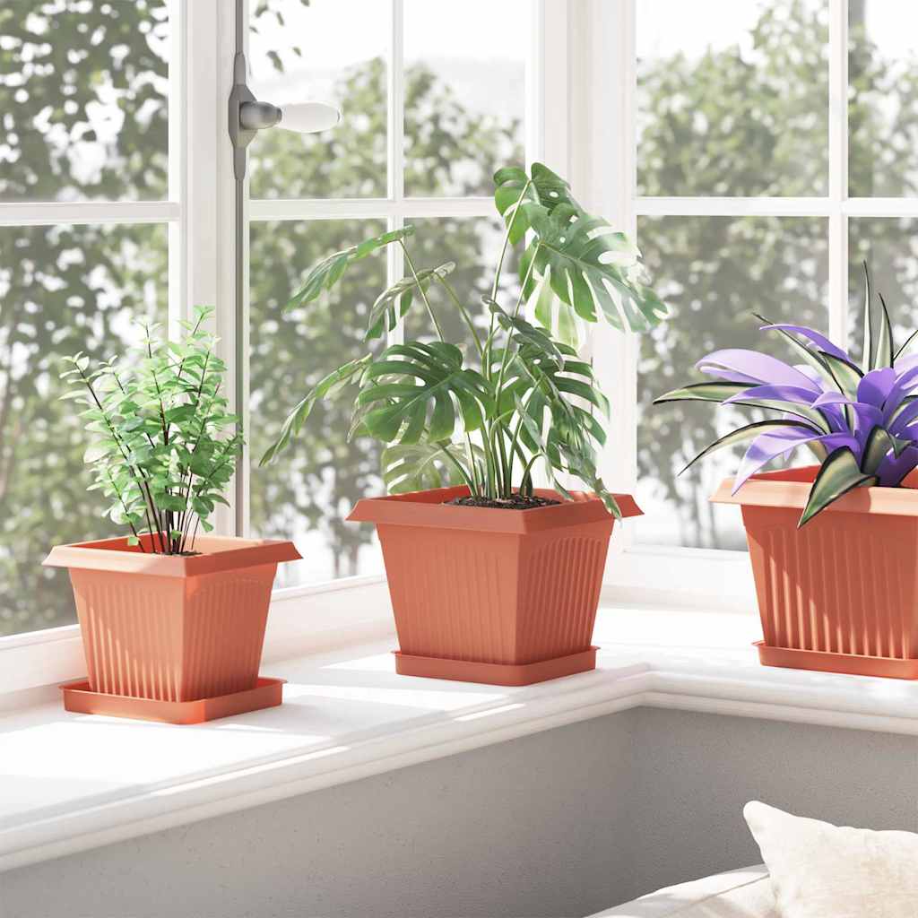 vidaXL Quadratischer Blumentopf 6 pcs Ziegelrot 20 x 20 x 16 cm