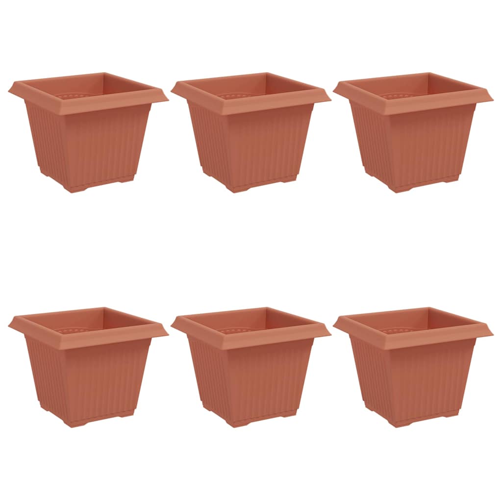 vidaXL Quadratischer Blumentopf 6 pcs Ziegelrot 20 x 20 x 16 cm